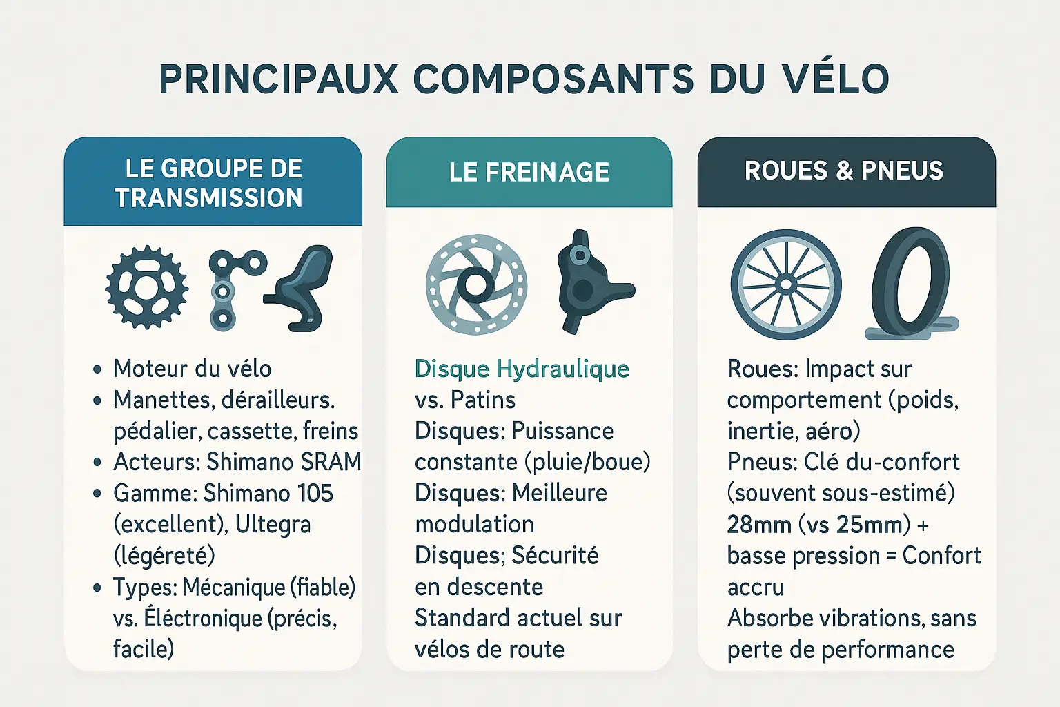 Composants clés du vélo : infographie moderne